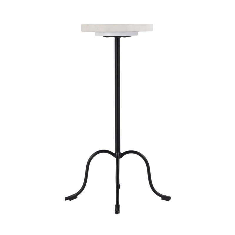 Esmeray 10 in. W Round Marble and Iron Side Table