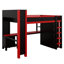 Lit mezzanine avec bureau Gaming, ports USB et garde-robe, lit mezzanine en bois avec tête de lit et tringle