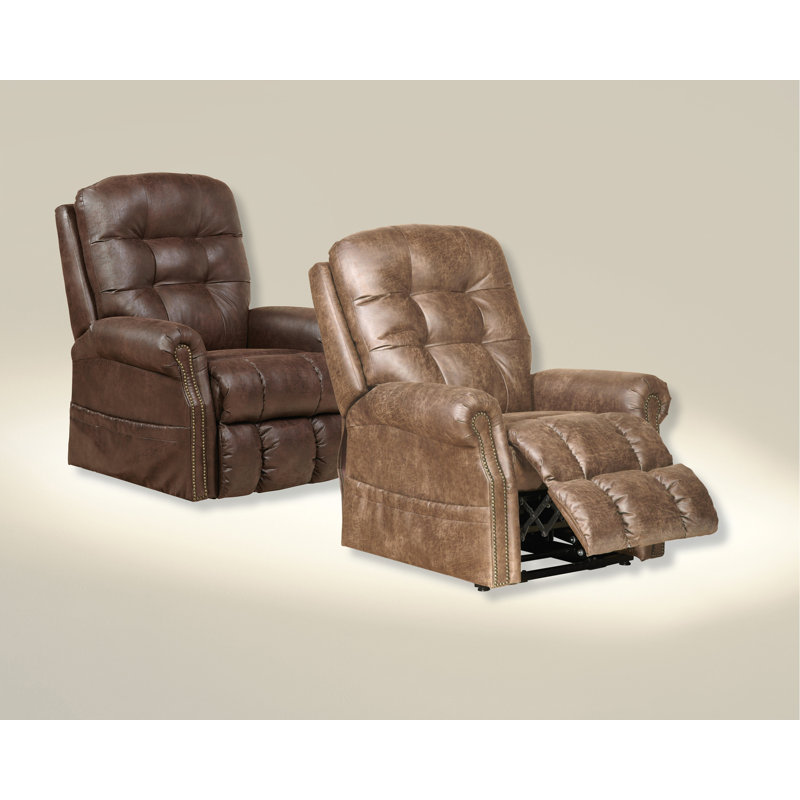 Rambert Faux Leather Heated Massage Chair, Brown Faux Leather