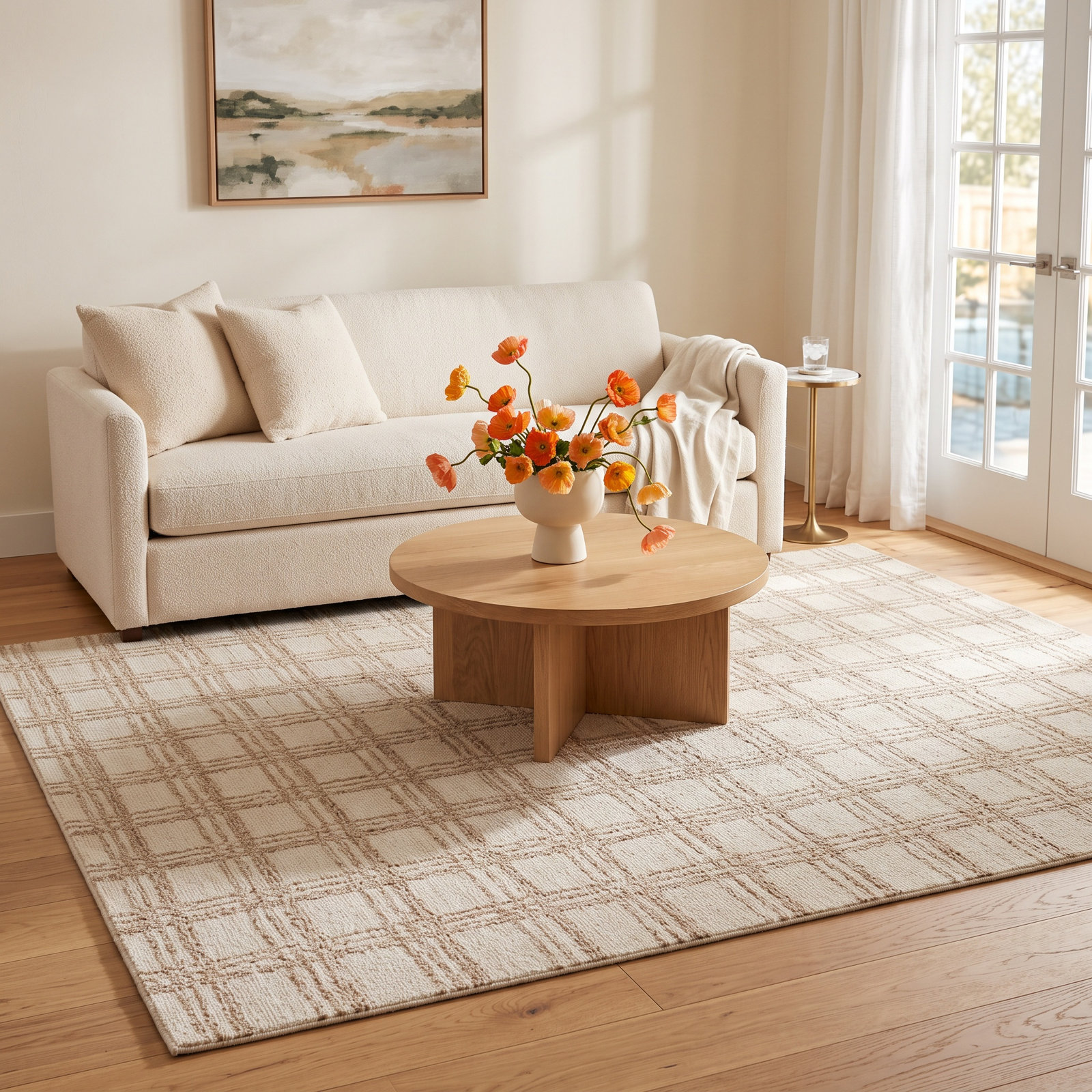 Chris Loves Julia x Loloi Polly Cream Sand Rug, Rectangle 7'9" x 9'9"