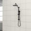 Système de douche noir mat. Tête de 10 pouces et main à 5 fonctions avec barre coulissante de 26,3 po. Fixation murale, installation facile. Réglages: pluie, massage, bulles. Composants livrés. Buse propre. Système de garniture sans valve-121169420