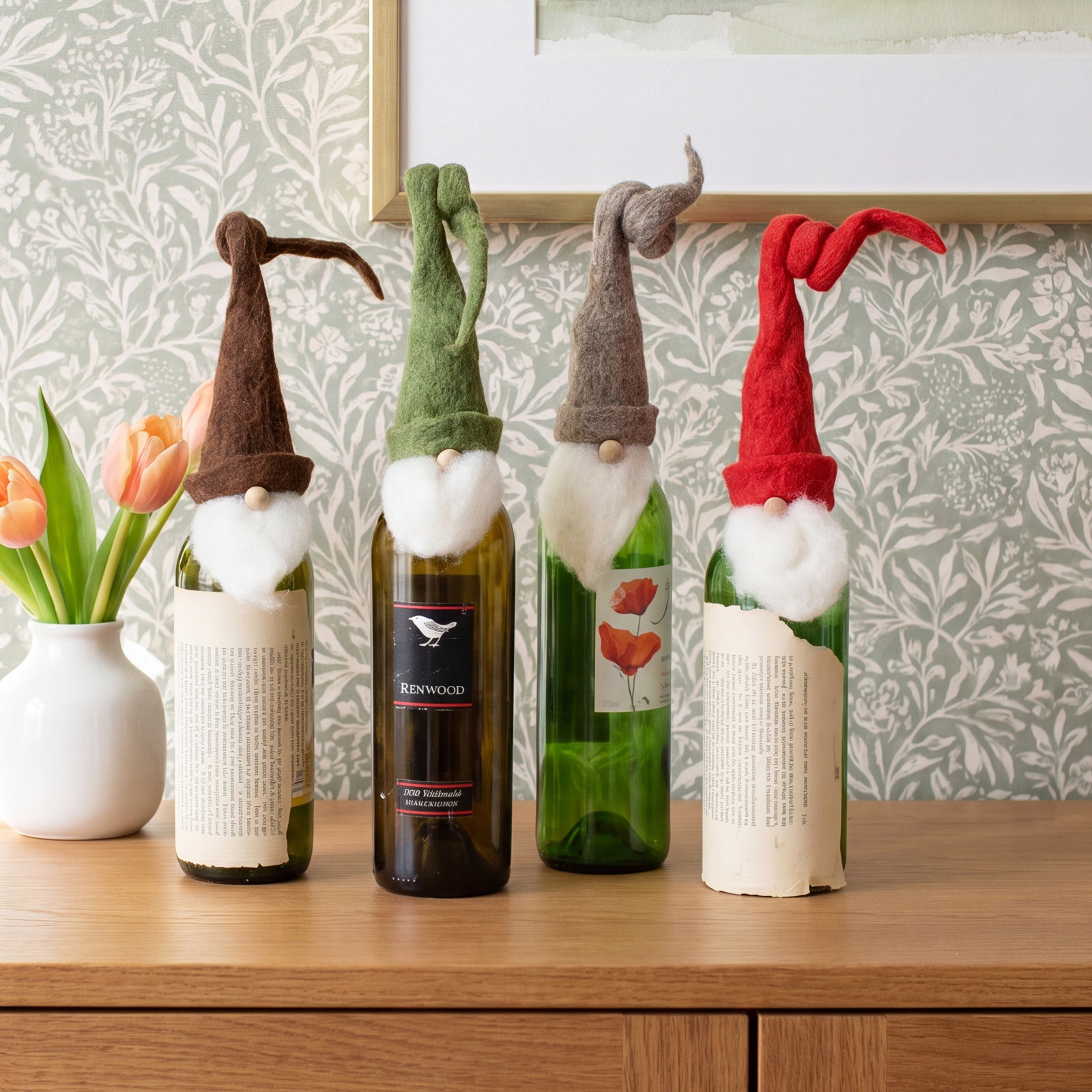 Felt Santa Wine Bottle Topper Set