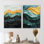 Abstrait doré émeraude brise de mer - plage dorée, ensemble de 2 reproductions d'art mural en métal