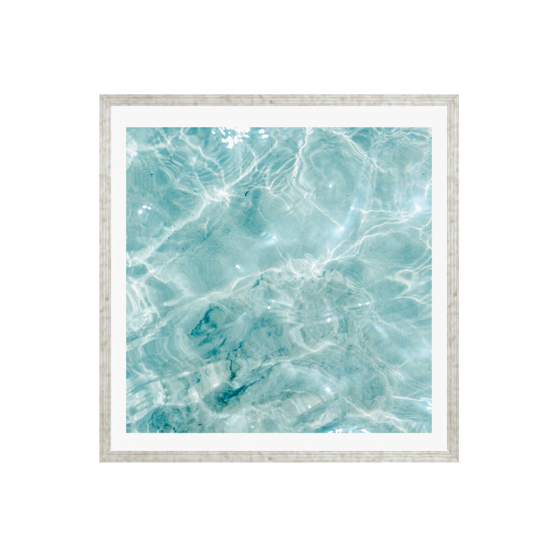Océan bleu clair Tupper, Oui, Cadre simple argenté, H 36 po x l 36 po x P 0,75 po