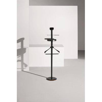 Glan Solid Wood Genuine Marble Brass Freestanding Valet Stand