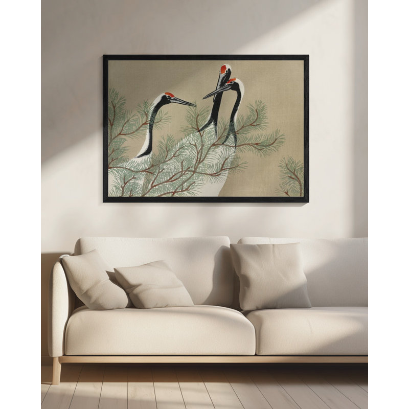 Art mural "Cranes From Momoyogusa" par Kamisaka Sekka, H 16 po x l 24 po