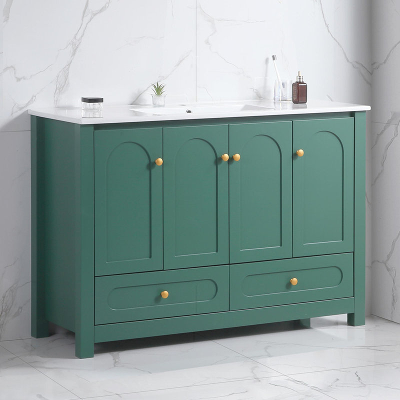 Ensemble de meuble-lavabo simple autoportant 48 po avec lavabo 48 po, Vert