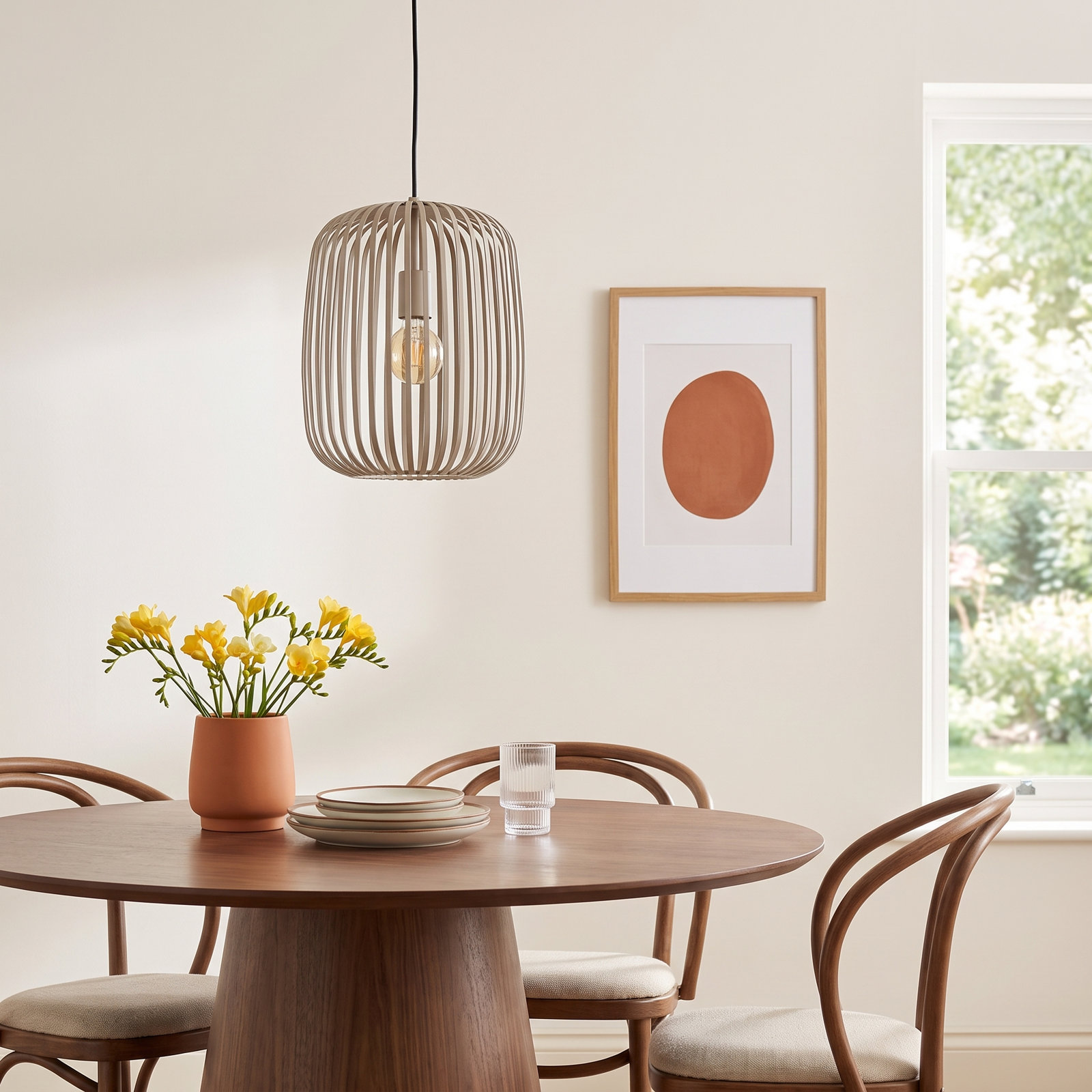 Victoire Single Light Metal Dimmable Pendant, Sandy