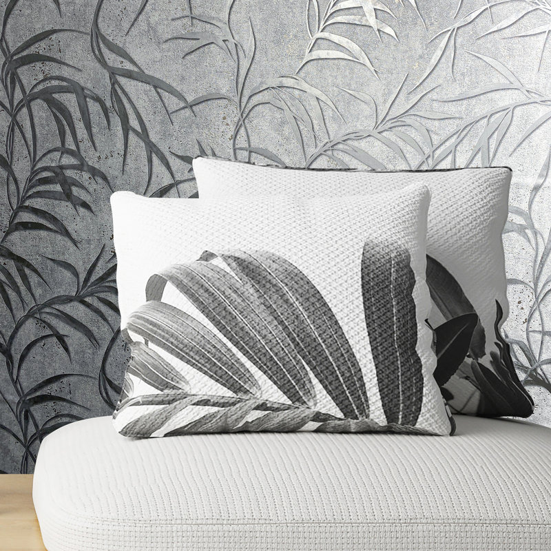 Kavalier Metallic Leaf 10.05M X 53Cm Wallpaper Roll, Grey/Silver