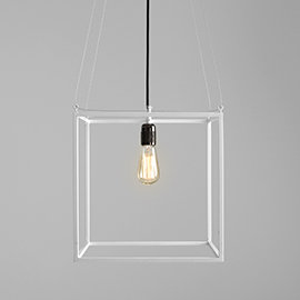 Allyssa 1 - Light White Square/Rectangle Pendant, White