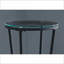 Table basse contemporaine en métal martelé noir avec verre trempé, parfaite pour exposer des plantes