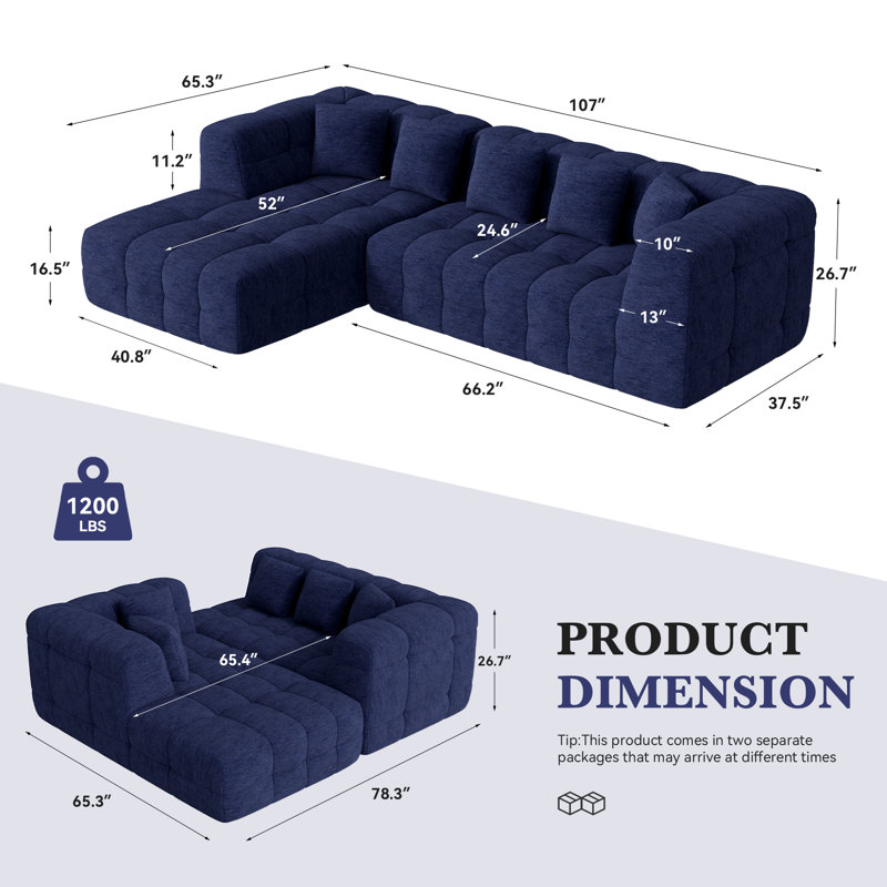 Canapé modulaire Boneless Couch, Polyester bleu marine