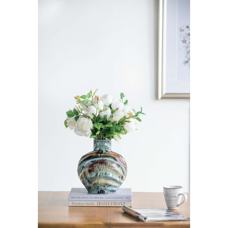 Vase bleu et brun