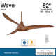 52" Wave 3 - Blade LED Propeller Ceiling Fan with Remote Control and Light Kit Included