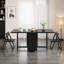 Space Saving Retro Folding Table with Wheels, 1.3m & 1.5m Black Finish, Multifunctional Storage Desk for Kitchen, Lounge, Apartment,No Assembly Required.(Without Chairs) Warehouse – Dispatched Within 2 Days-1593345883