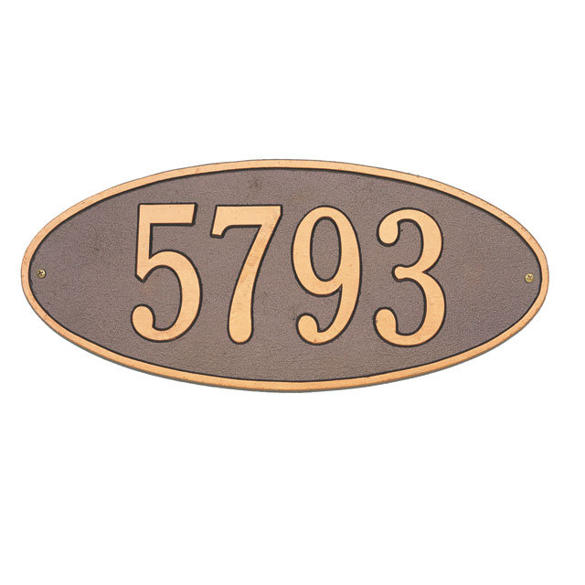 Plaque d'adresse murale sur 1 ligne Madison, Cuivre Antique, Oui