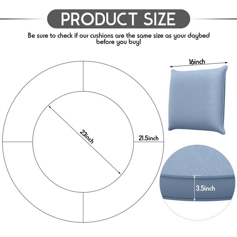 Coussin de lit rond de remplacement imperméable 66 po, Gris