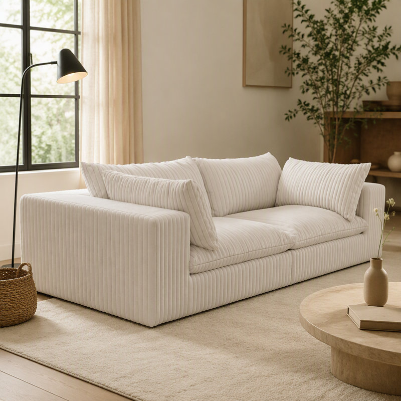 Modular Feather-Filled Sofa with High-Density Compression