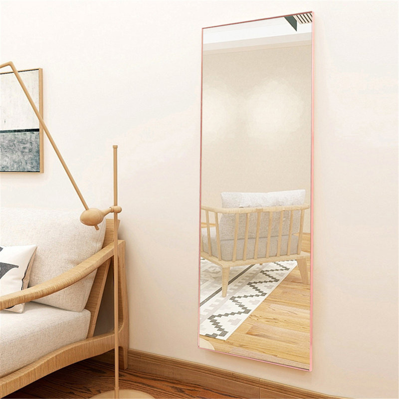 Betzalel Metal Flat Mirror, Rose Gold, 63.54" x 20.63"