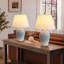 26 po Lampe de table moderne en céramique avec abat-jour en lin pour bureau de chambre à coucher