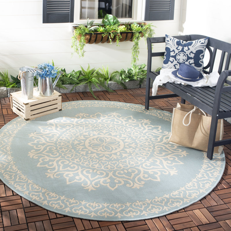 Frankee Performance Floral Indoor/Outdoor Area Rug, Round 6'7"
