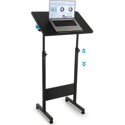 Podium de bureau mobile avec roulettes, hauteur réglable et bureau pivotant à 360 ° - Lutrin portatif pour ordinateur portable, de présentation et de bureau