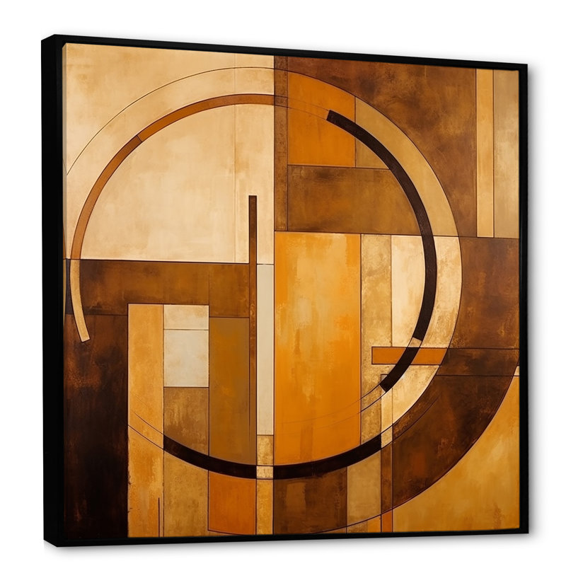«Bronze Brilliance Symetry VI - Abstract Shapes», reproduction d'art sur toile, H 30 po x l 30 po, Cadre flottant noir