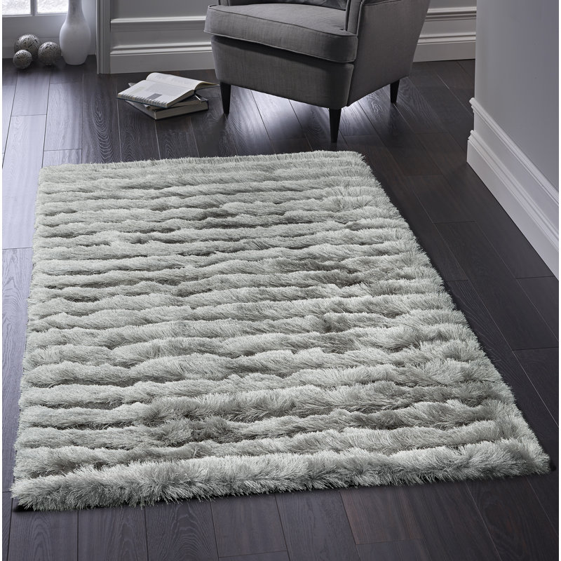 Jewell Machine Woven Silver Indoor Rug, Rectangle 160 x 230cm