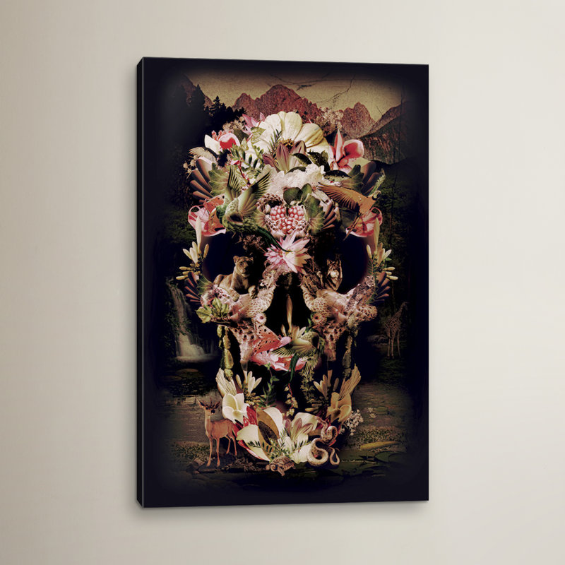 «Jungle Skull» par Ali Gulec, impression sur toile tendue, H 18 po x l 12 po x P 1,5 po, Toile tendue, Pas de tapis