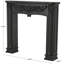 Manteau de cheminée décoratif autoportant à volutes en bois noir avec accents floraux, 45 po x 9 po x 43 po