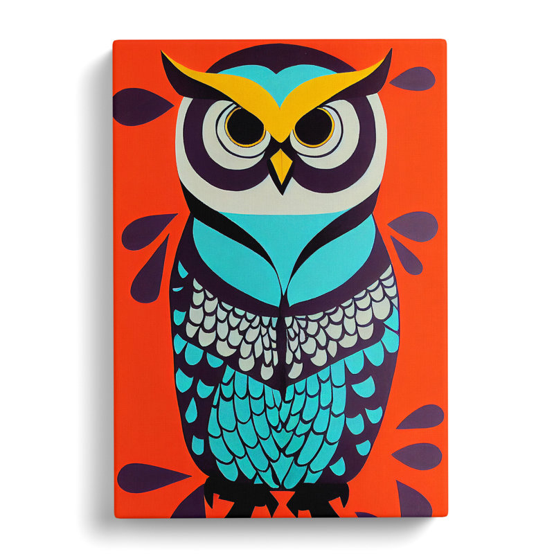 XC1022-1620X Colourful Owl Art No.3 Abstract 1 Piece Wrapped Canvas Wall Art, 60cm H x 40cm W x 3cm D