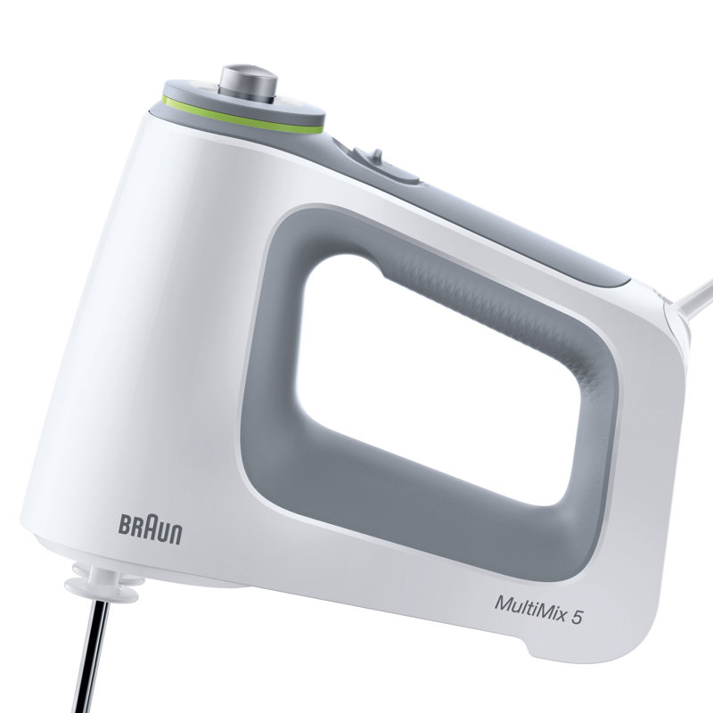 Braun MultiMix 5 Hand Mixer in White with MultiWhisks and Dough Hooks, 350-Watts