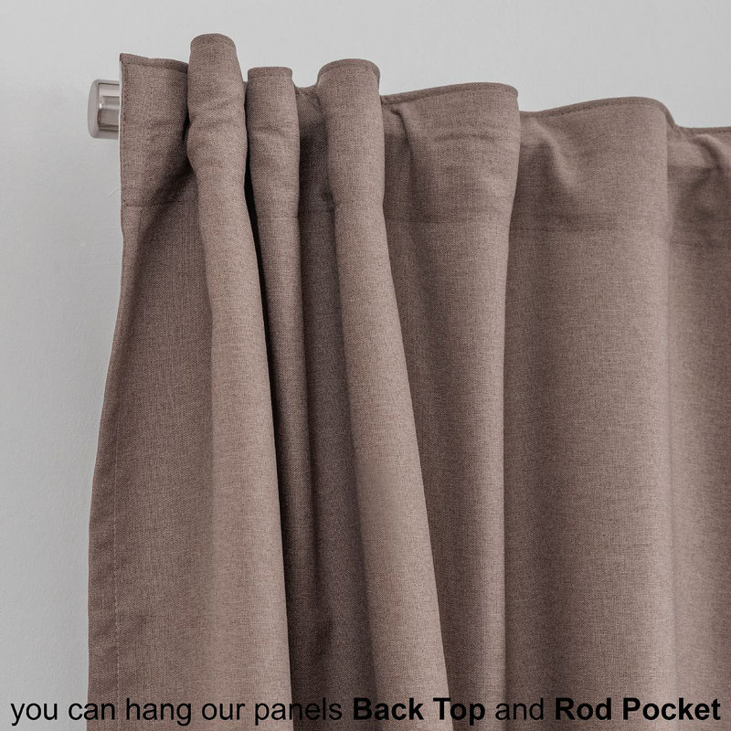 LAXTON Room Darkening Extra Long & Extra Wide Decorative Curtain, 52" W x 144" L, Dark Beige