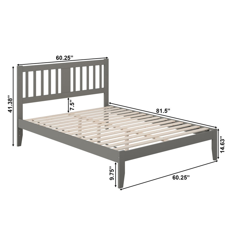 Lit plateforme en bois massif Zosia, Gris, Grand