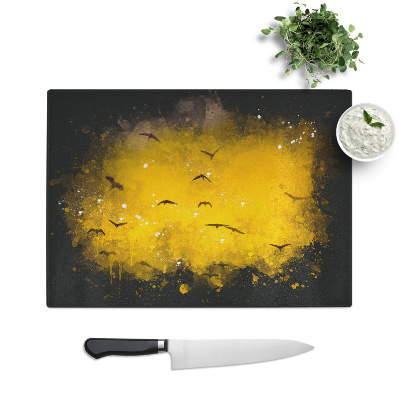 Tempered Glass Egrets at Sunset Chopping Board, 20 cm x 28.5 cm