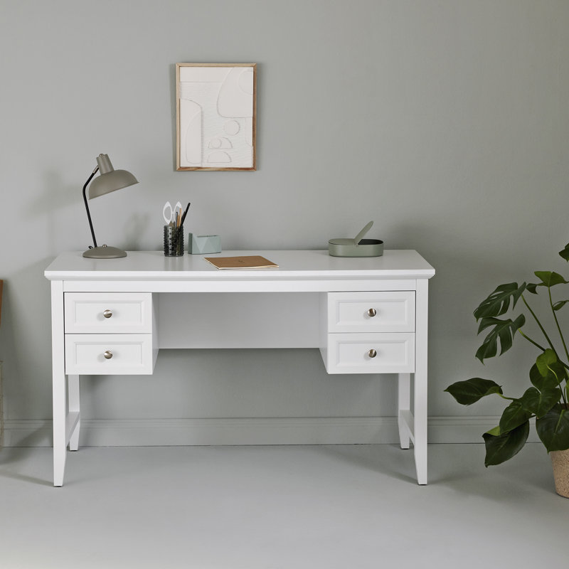 Bureau d'écriture rectangulaire l 51,18 po Hermilinda, Blanc