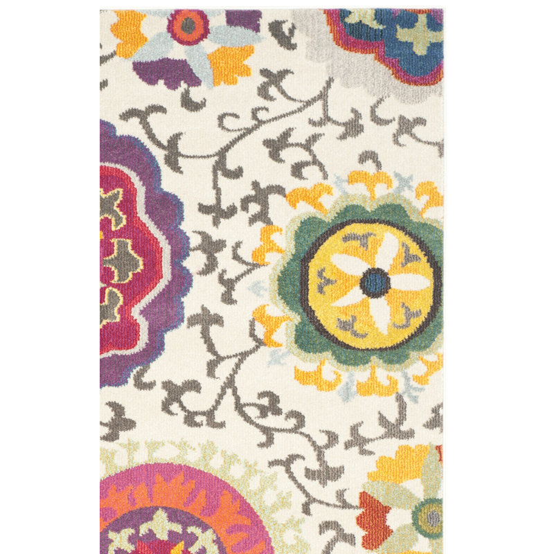 Tapis multicolore à motif floral Hertzler, Rectangle 6 pi x 8 pi