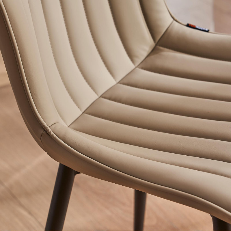 Heitger Faux Leather Upholstered Side Chairs Modern Wingback Dining Chairs with Metal Legs, Khaki