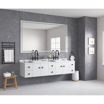 84"x40" Large Dimmable Led Bathroom Mirror With Fog, 3colors, Memory, Build Ideal Makeup, Skincare And Shaving Again Vanity 3colors Dimmable, Enhance Luminous