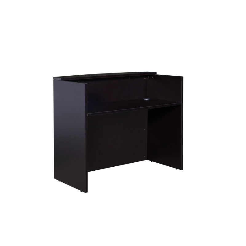 Sahrye Rectangle Synthetic Laminate Reception Desk, Dark Brown