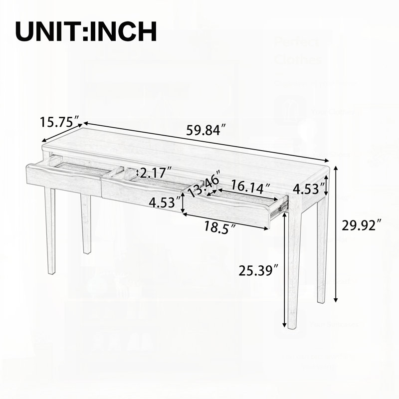 Chiswick 59.84'' Console Table With 3 Drawers, Black