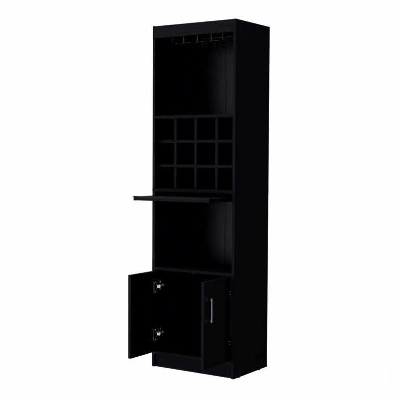 Bar avec rangement pour bouteilles de vin, Noir