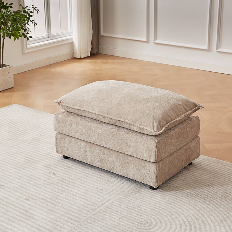 Chenille Upholstered  Sofa Ottoman Ergonomic Design, Stylish & Easy to Install, Tan