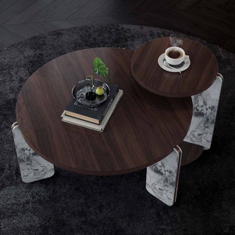 Ensemble de tables basses Modern avec base en pierre frittée