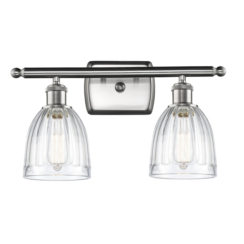 Whitten 2 - Light Dimmable Vanity Light, Clear, 6 Watt Vinage LED Bulb, Polished Nickel