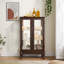 Armoire vitrée 2 portes avec portes en verre trempé, armoires de cuisine avec panneau arrière en miroir et tablettes réglables, vitrine Ed pour la maison, ampoule de bureau incluse-1221187243