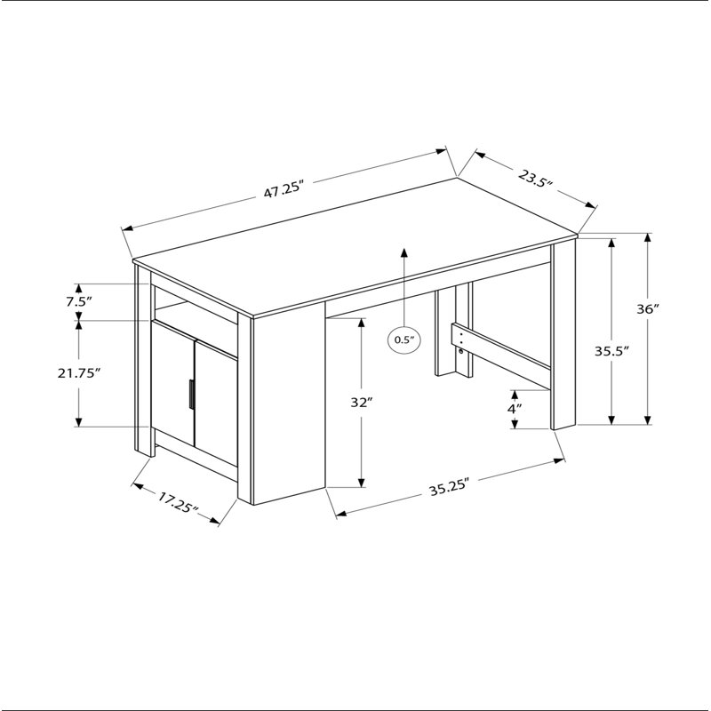 Dining Table, 48" Rectangular, Counter Height, Kitchen, Small, Storage, White