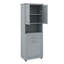 Grande armoire de salle de bain avec panier à linge inclinable et rangement supérieur, armoire de rangement avec deux portes, tablette réglable et tiroir-1447919406
