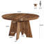 Table de salle à manger ronde en bois massif 47 po, table de ferme rustique pour 4 à 6 personnes, table en bois massif brun naturel avec base unique