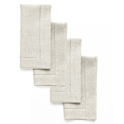 100% Pure Linen Hemstitch Dinner Napkins - Classic Hemstitch